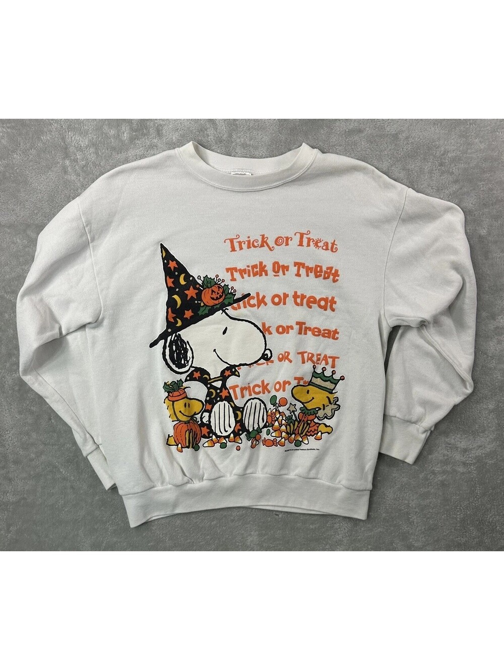 Vintage Peanuts Halloween Sweatshirt Large Unisex Snoopy 80s 90s Adult Pumpkin